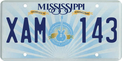 MS license plate XAM143