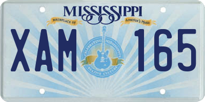 MS license plate XAM165