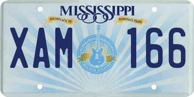 MS license plate XAM166