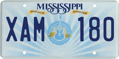 MS license plate XAM180