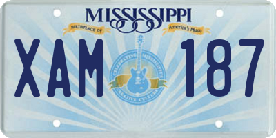 MS license plate XAM187