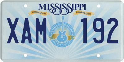 MS license plate XAM192