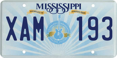 MS license plate XAM193
