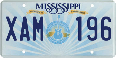 MS license plate XAM196
