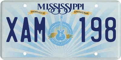 MS license plate XAM198
