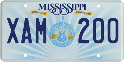 MS license plate XAM200