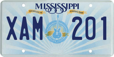 MS license plate XAM201