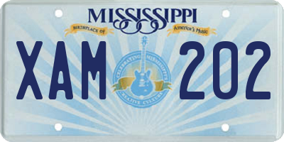 MS license plate XAM202