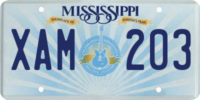 MS license plate XAM203