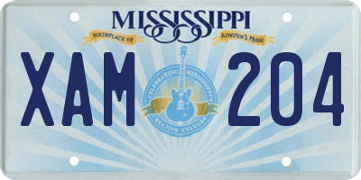 MS license plate XAM204