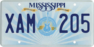 MS license plate XAM205