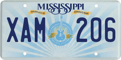 MS license plate XAM206