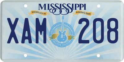 MS license plate XAM208
