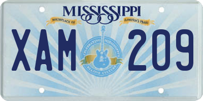 MS license plate XAM209