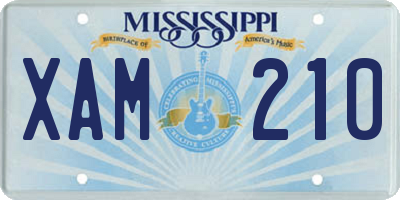 MS license plate XAM210