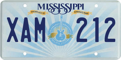 MS license plate XAM212