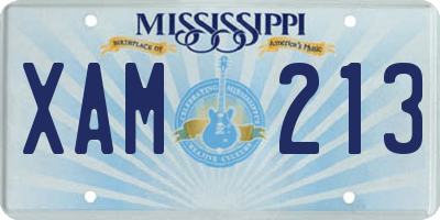 MS license plate XAM213