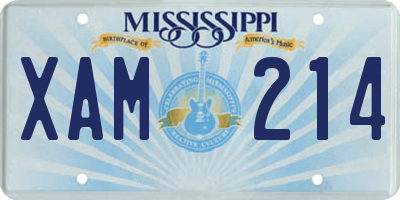 MS license plate XAM214