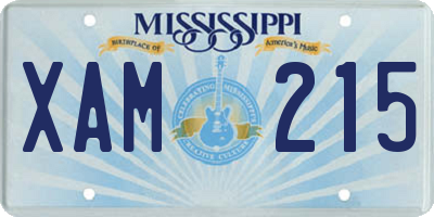 MS license plate XAM215