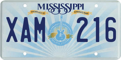 MS license plate XAM216