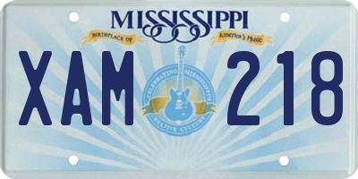 MS license plate XAM218