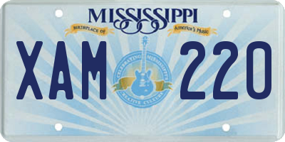 MS license plate XAM220