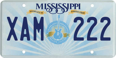 MS license plate XAM222