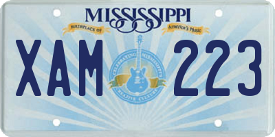MS license plate XAM223