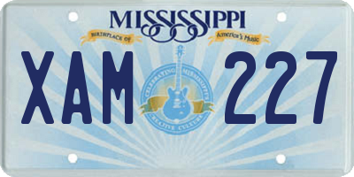 MS license plate XAM227