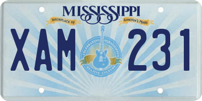 MS license plate XAM231