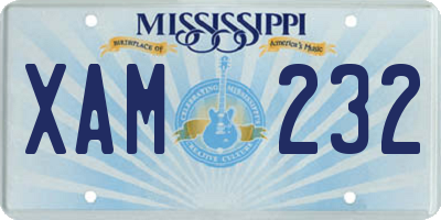 MS license plate XAM232