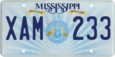 MS license plate XAM233
