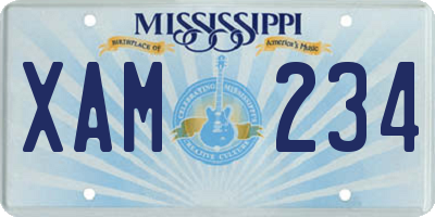 MS license plate XAM234