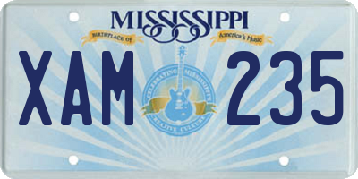 MS license plate XAM235
