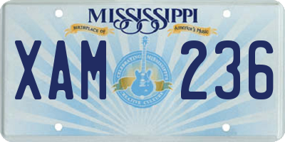 MS license plate XAM236