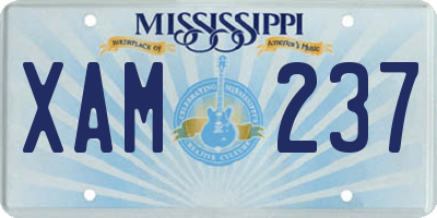 MS license plate XAM237