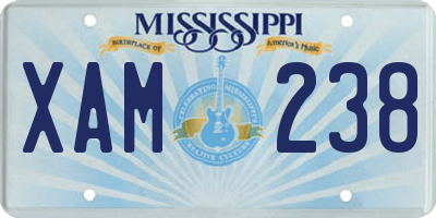 MS license plate XAM238