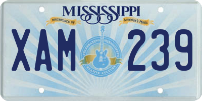 MS license plate XAM239