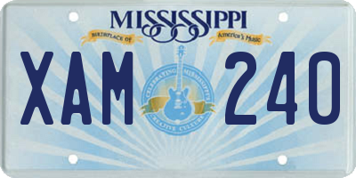 MS license plate XAM240