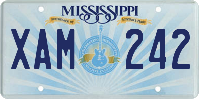 MS license plate XAM242