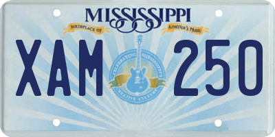 MS license plate XAM250