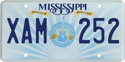 MS license plate XAM252