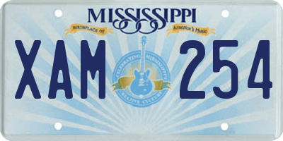 MS license plate XAM254
