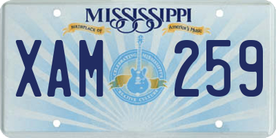 MS license plate XAM259