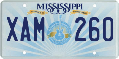 MS license plate XAM260