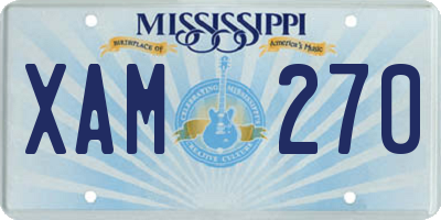 MS license plate XAM270