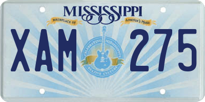 MS license plate XAM275