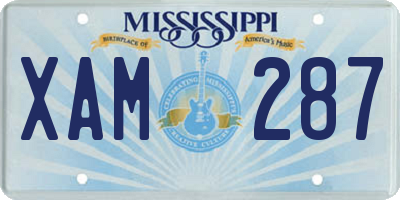 MS license plate XAM287