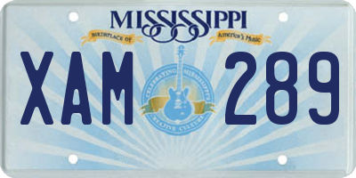 MS license plate XAM289