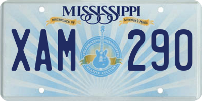 MS license plate XAM290